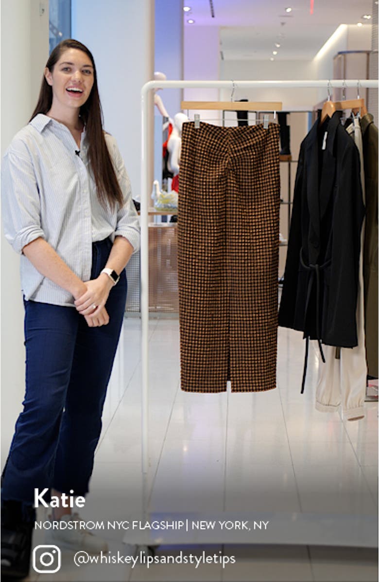 Raja Check Seersucker Recycled Polyester Blend Pencil Skirt, sales video thumbnail