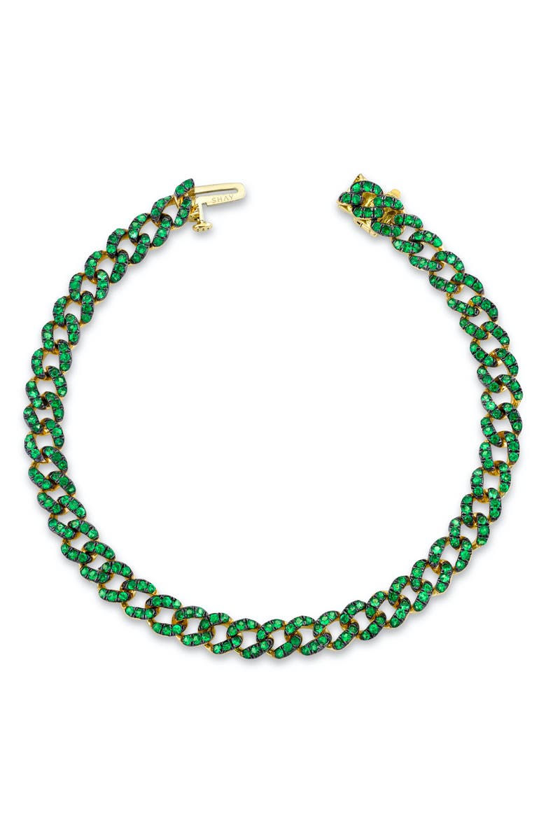 SHAY Essentials Green Garnet Chain Link Bracelet, Main, color, 