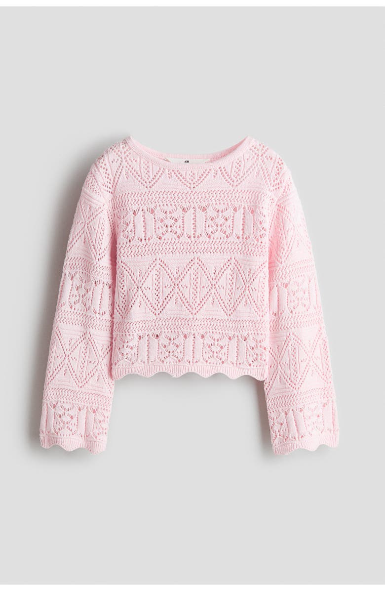 H&M Crochet-look sweater, Main, color, Light Pink