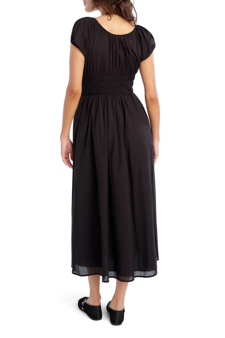 The Swoon Smocked Midi Dress, Alternate, color, BLACK