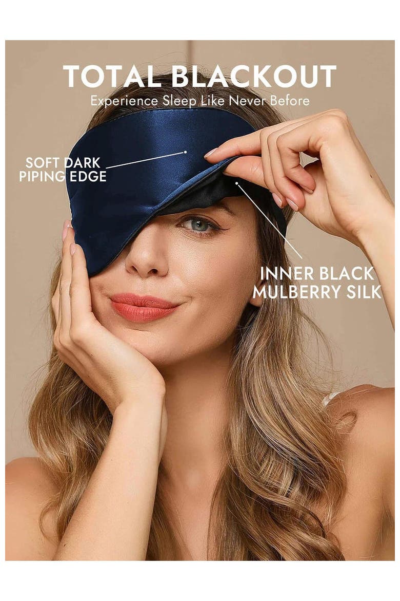 Pure Silk Elastic Band Sleep Eye Mask, Alternate, color, DarkBlue