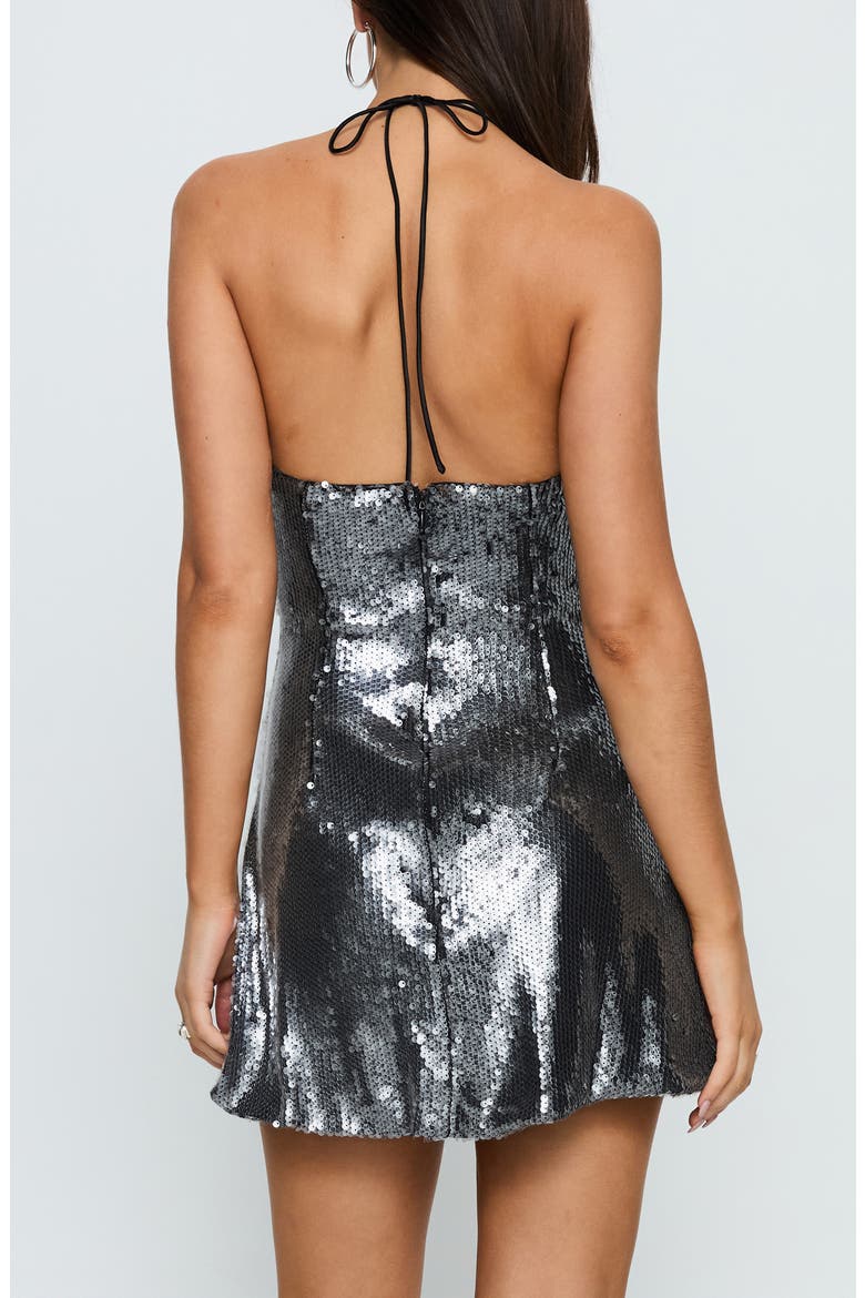 Moonchild Sequin Halter Minidress, Alternate, color, BLACK
