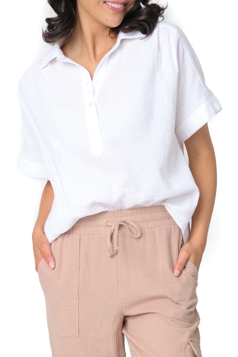 All Day Cotton Gauze Popover Shirt, Main, color, SALT
