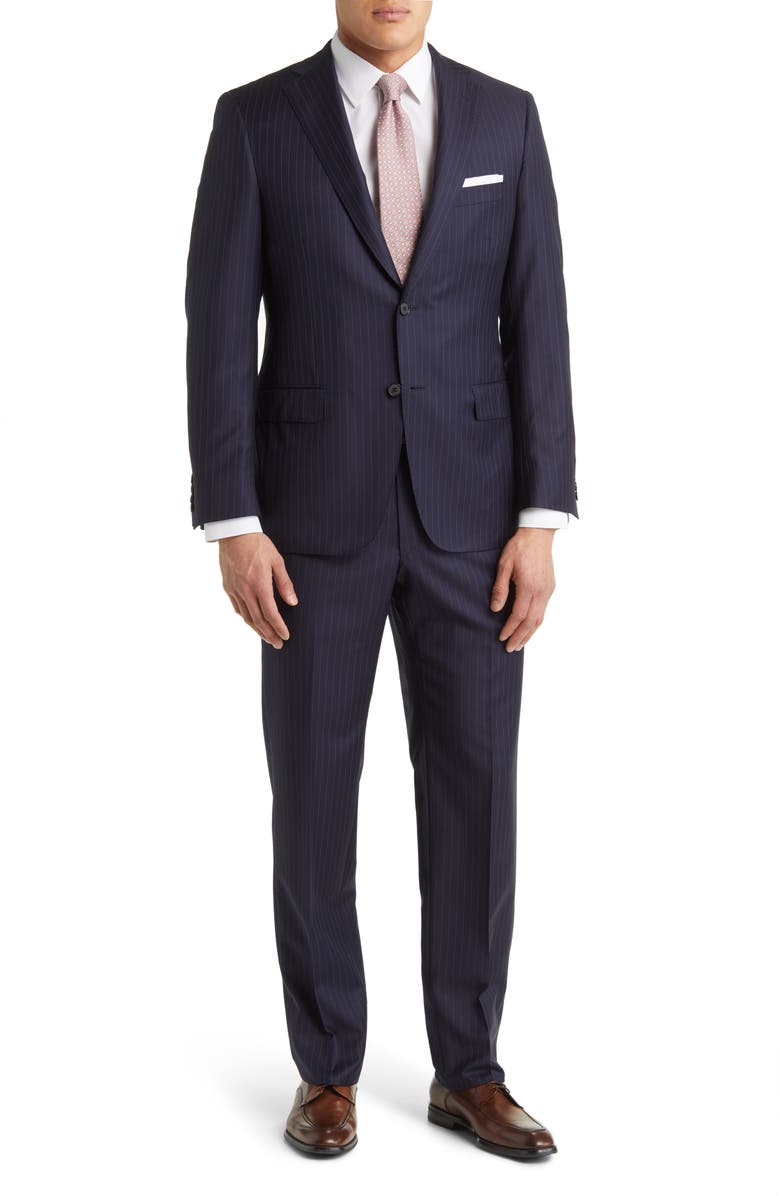 Hickey Freeman Stripe Super 150s Wool Suit, Main, color, 
