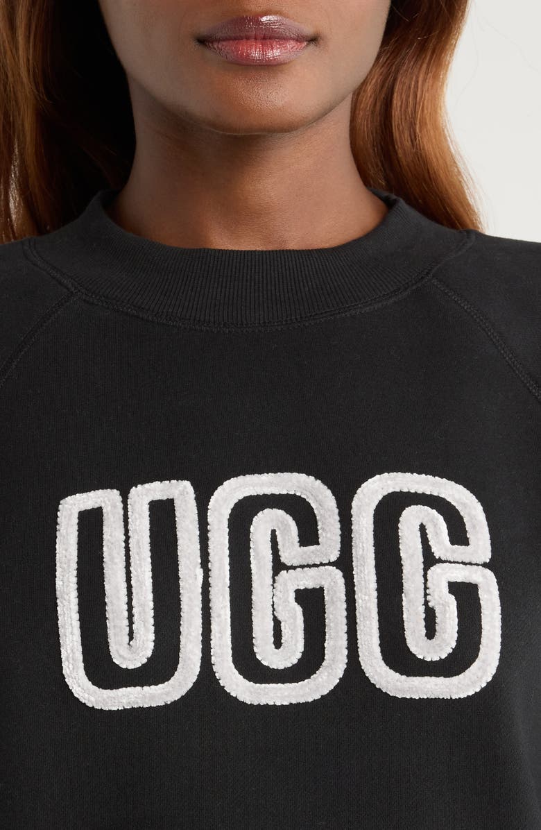 UGG<sup>®</sup> Logo Crewneck Sweatshirt, Alternate, color, Black