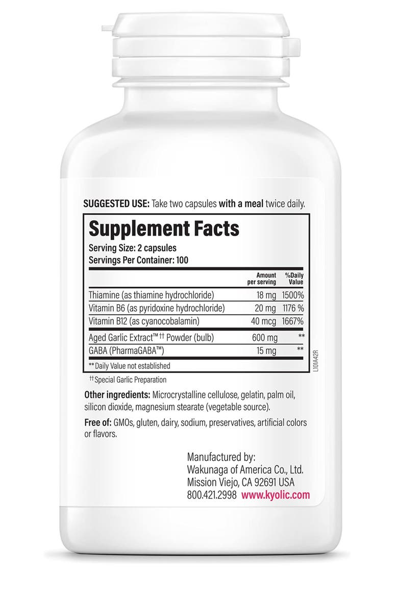 Aged Garlic Extract Formula 101, Stress and Fatigue Relief, 200 ct capsules., Alternate, color, None