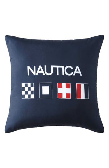 Nautica Flag Printed Decorative Pillow In Blue