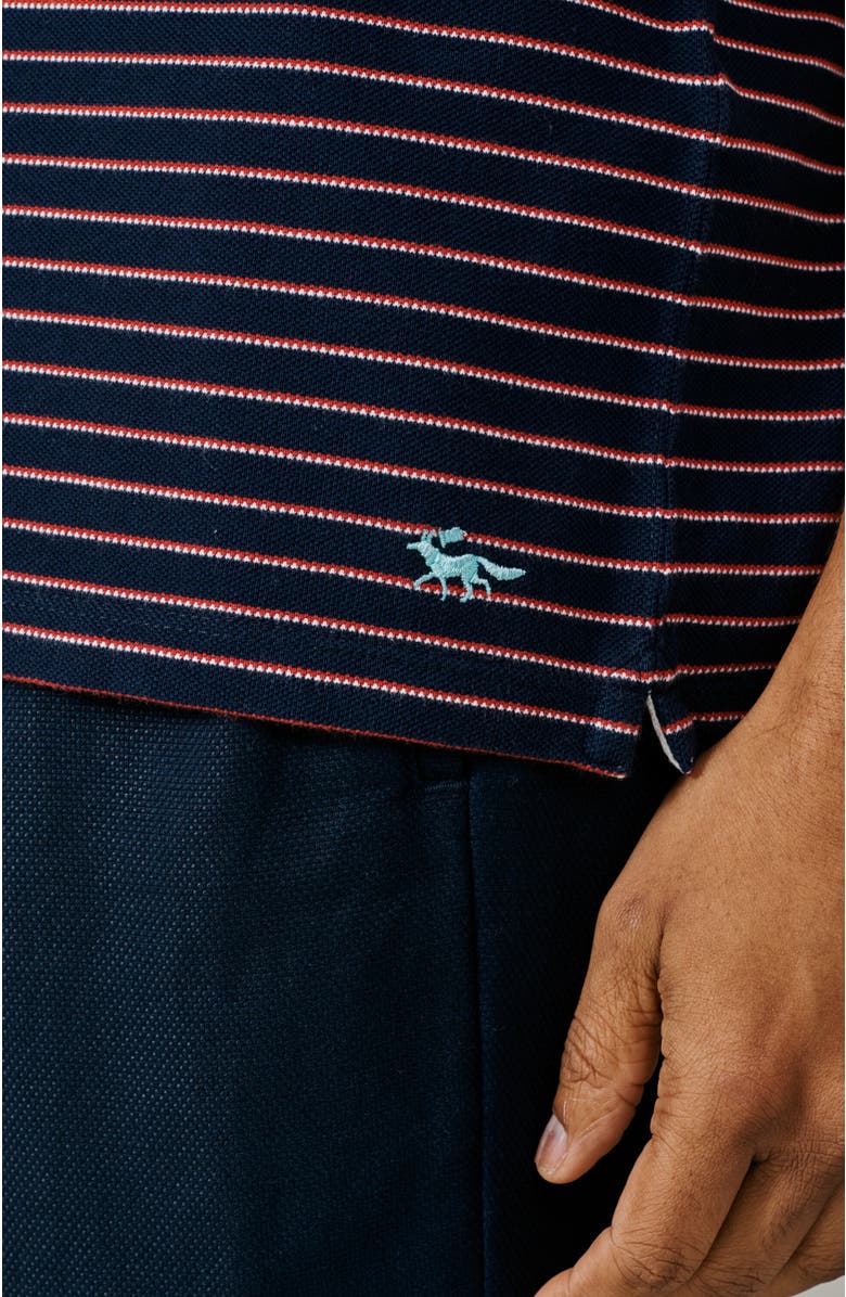 Aubin Baysdale Open Collar Polo, Alternate, color, Navy Stripe