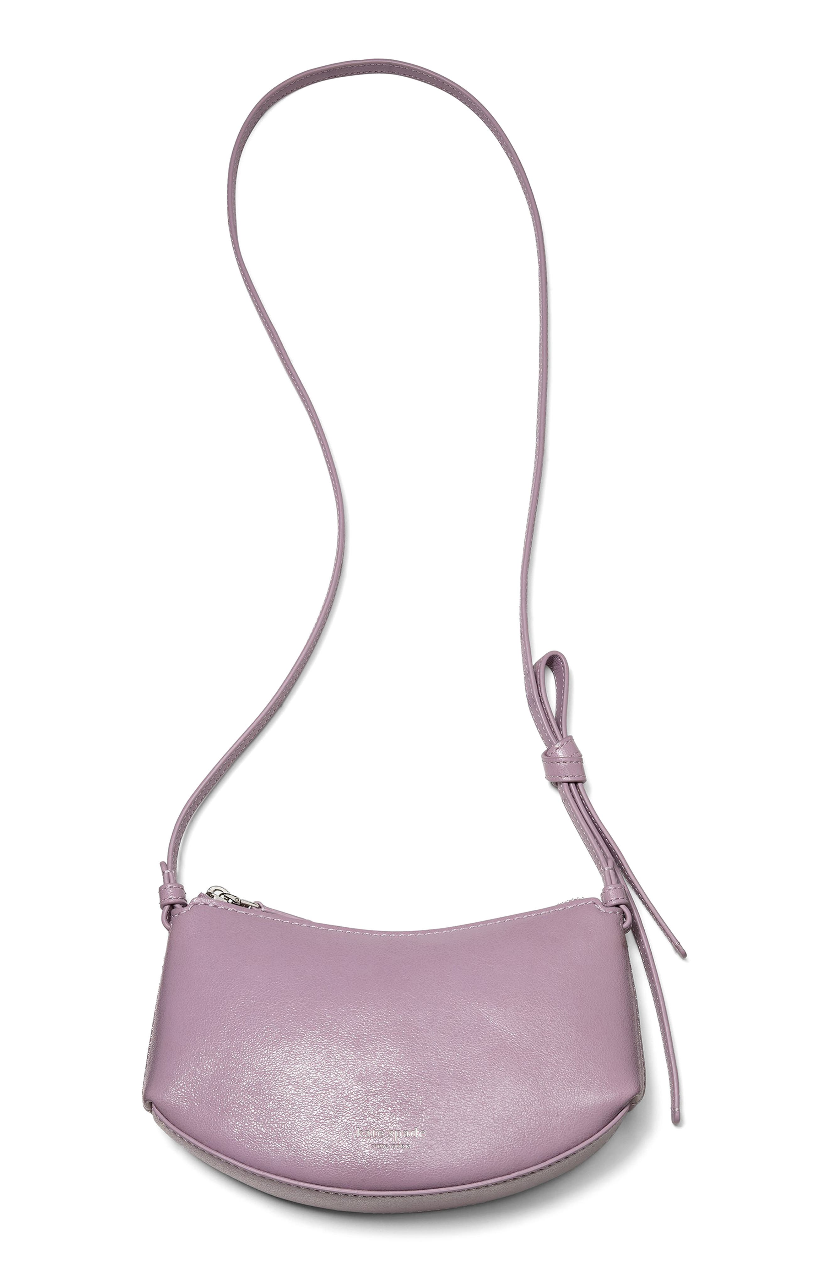 Kate Spade New York loop glazed leather crossbody bag, Alternate, color, Market Purple
