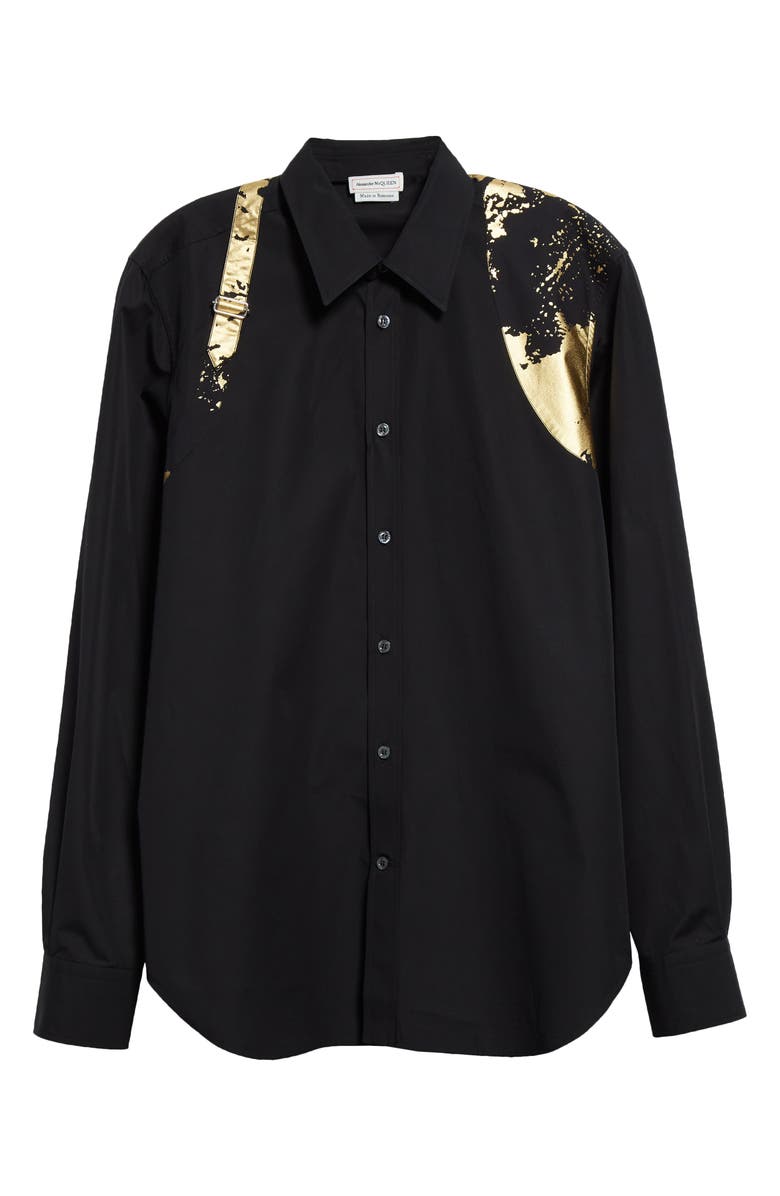 McQueen Harness Fold Print Cotton Poplin Button-Up Shirt, Alternate, color,