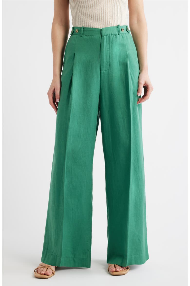 Palermo Pleated Wide Leg Pants, Main, color, GREEN