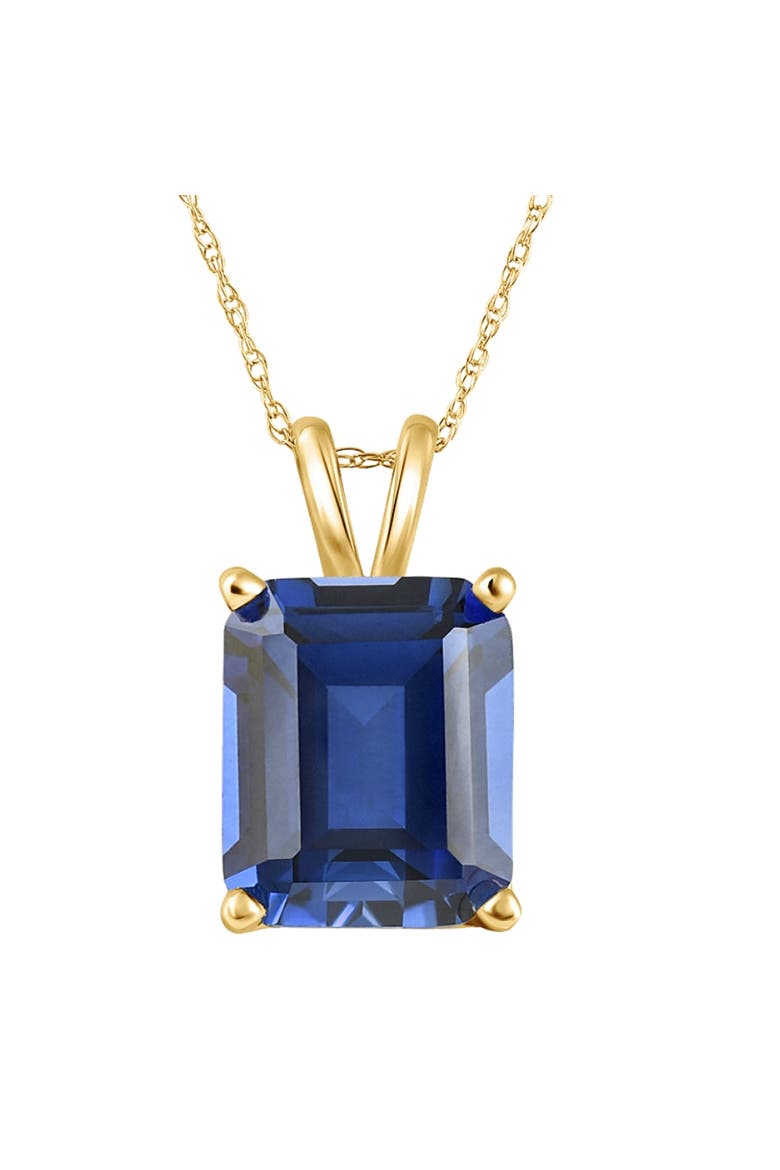 7 1/2Ct Blue Sapphire Diamond Solitaire Pendant 14k Gold Necklace Lab Grown, Main, color, 14k Yellow Gold