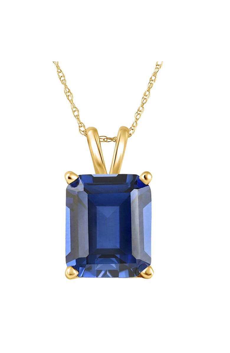 Bliss Diamond 7 1/2Ct Blue Sapphire Diamond Solitaire Pendant 14k Gold Necklace Lab Grown, Main, color, 14K Yellow Gold