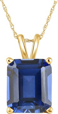 Bliss Diamond 7 1/2Ct Blue Sapphire Diamond Solitaire Pendant 14k Gold Necklace Lab Grown