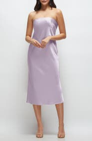 After Six Strapless Charmeuse Midi Cocktail Dress