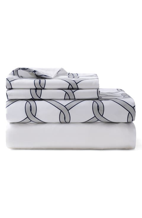 Chain Link Print Cotton Sateen Sheet Set