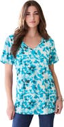 Roaman's Plus Size Cotton Ultimate V Neck Tee