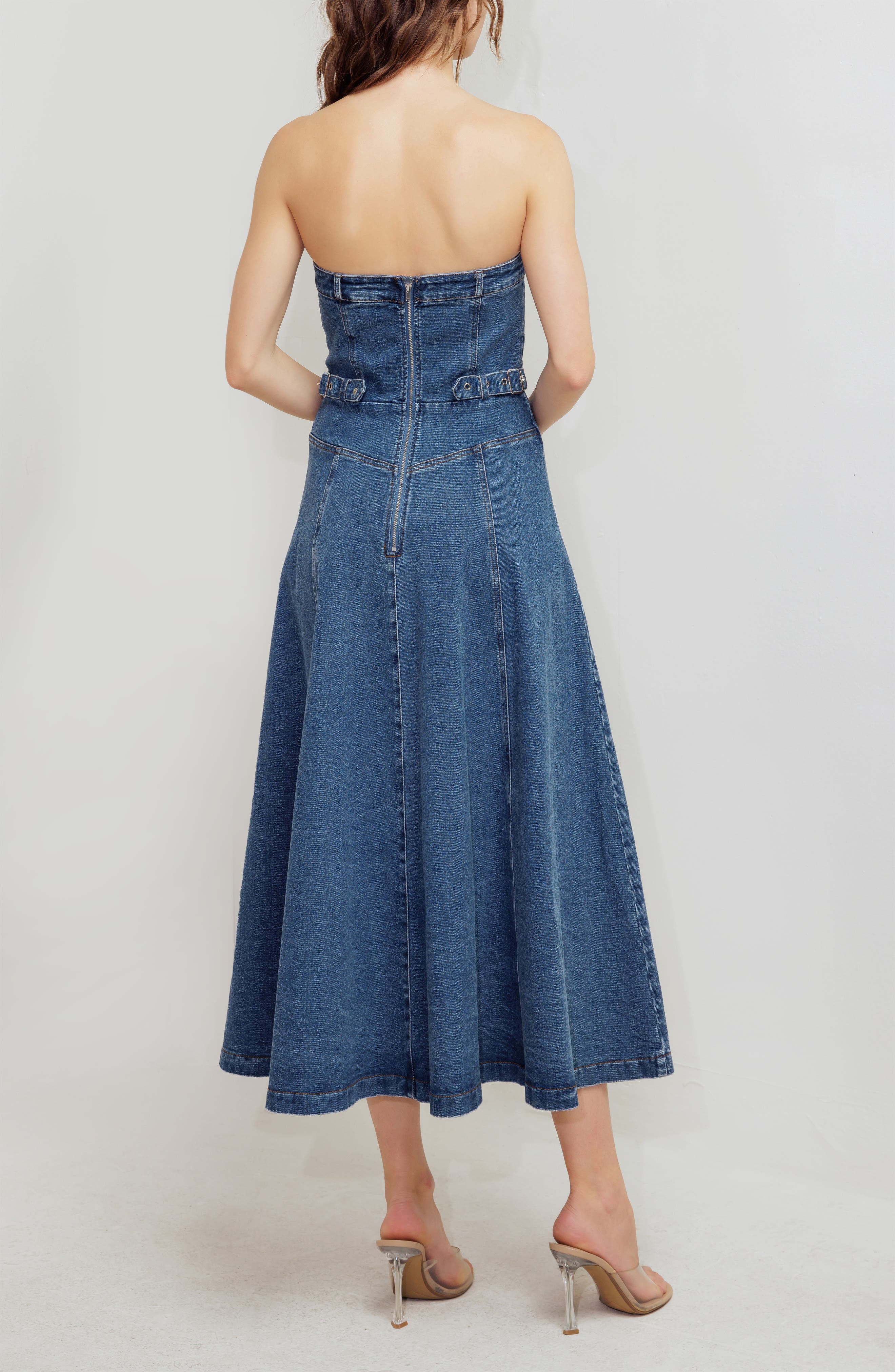 Strapless Denim Maxi Dress - image 2