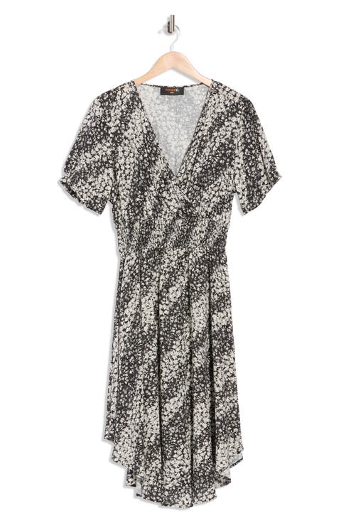 Short Sleeve Smocked Waist Midi Dress (Plus)