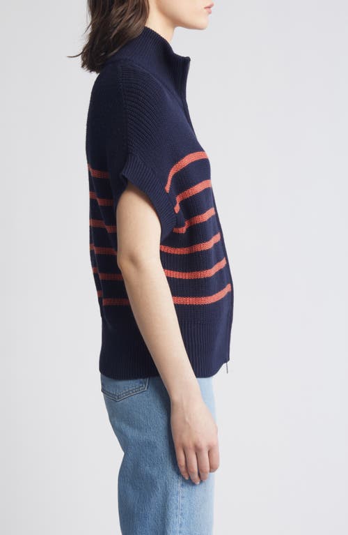 Nic + Zoe Nic+zoe Stripe Shaker Zip Cardigan In Indigo Multi