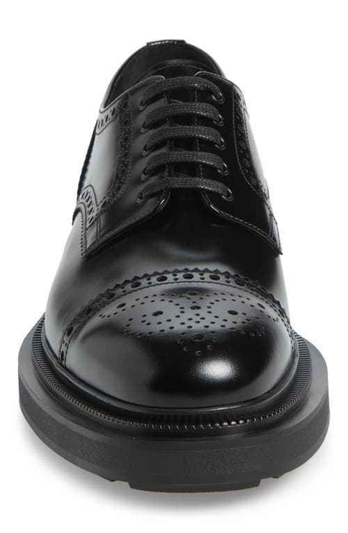 Prada Tyrone Brogue Cap Toe Derby In Nero