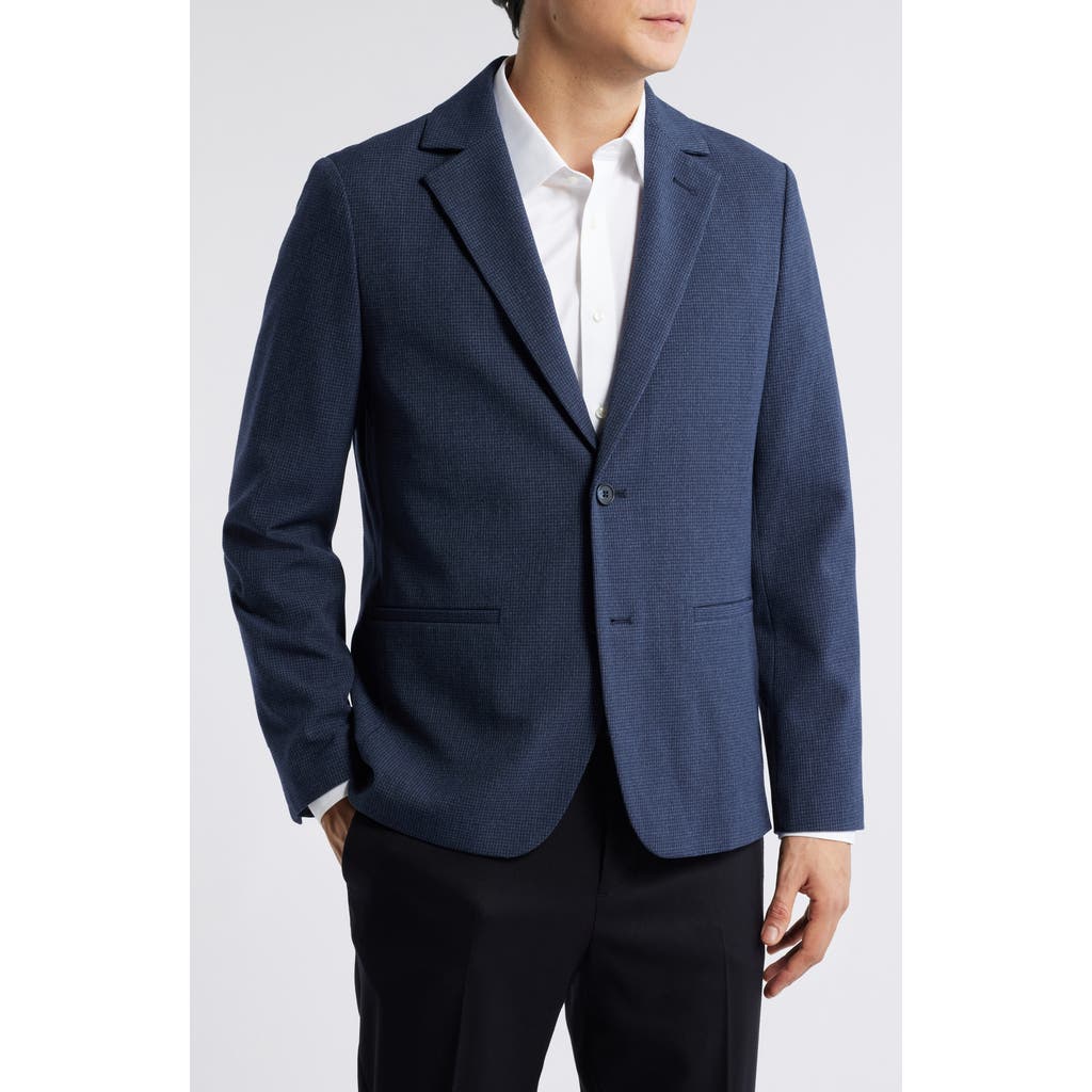 Mizzen + Main Mizzen+main Watson Microcheck Wrinkle Resistant Stretch Flannel Sport Coat In Navy Gun Check