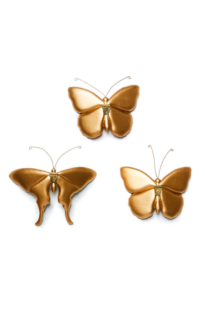 MACKENZIE CHILDS Set of 3 Assorted Field Butterfly Wall Decor, Alternate, color, Green