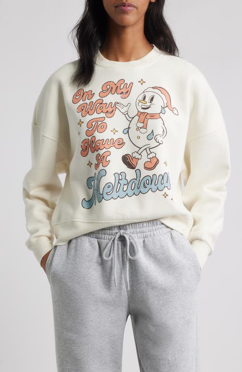 Vinyl Icons Meltdown Snowman Graphic Sweatshirt In White