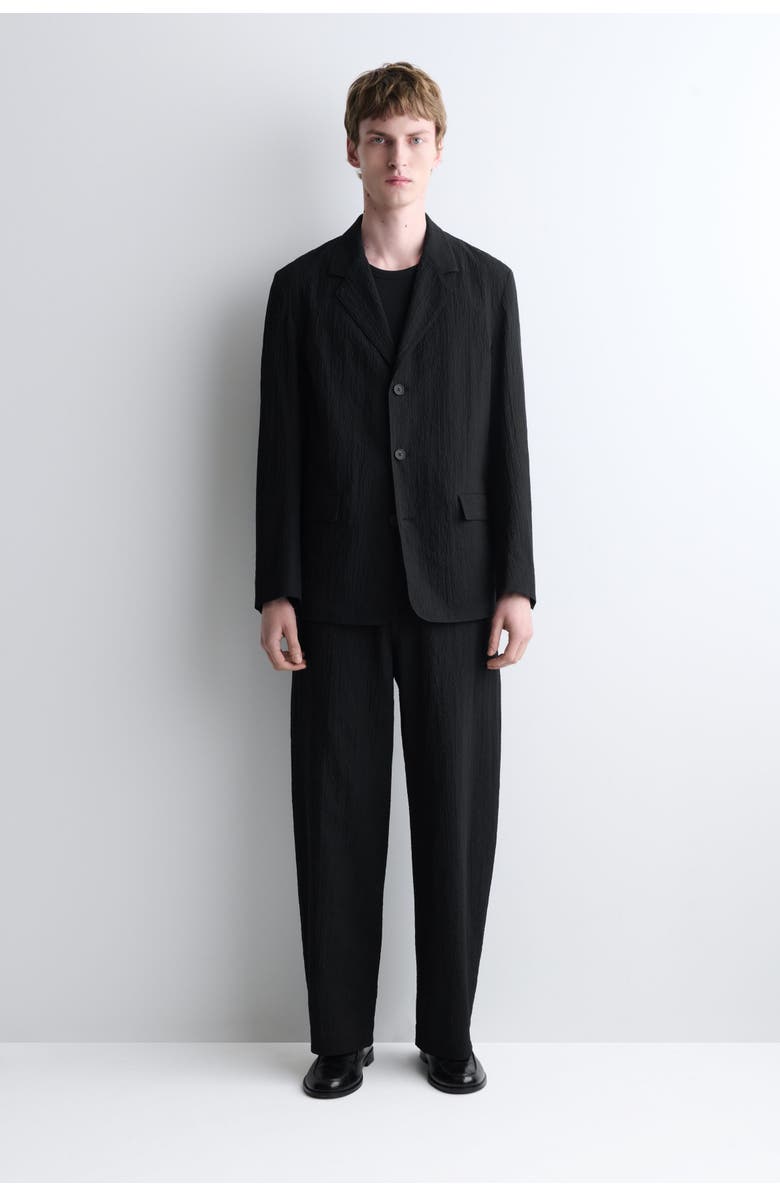 COS Unstructured Seersucker Blazer, Alternate, color, Black