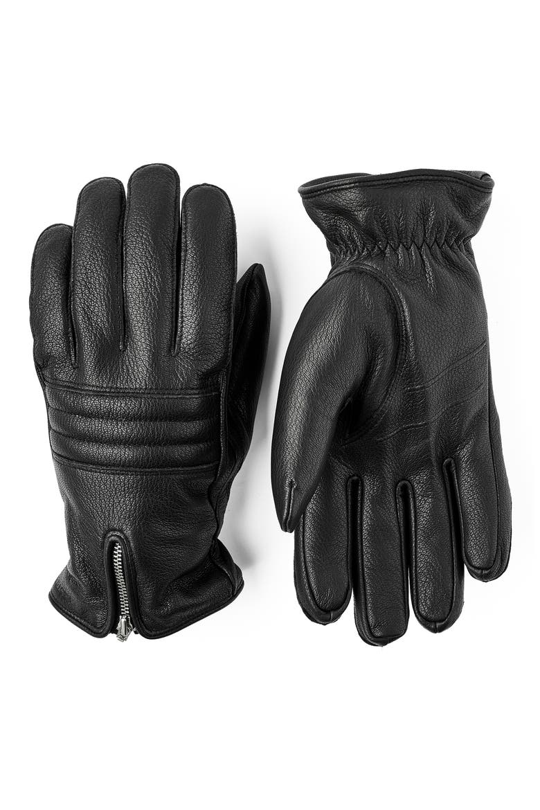 Keith Leather Gloves, Main, color, BLACK