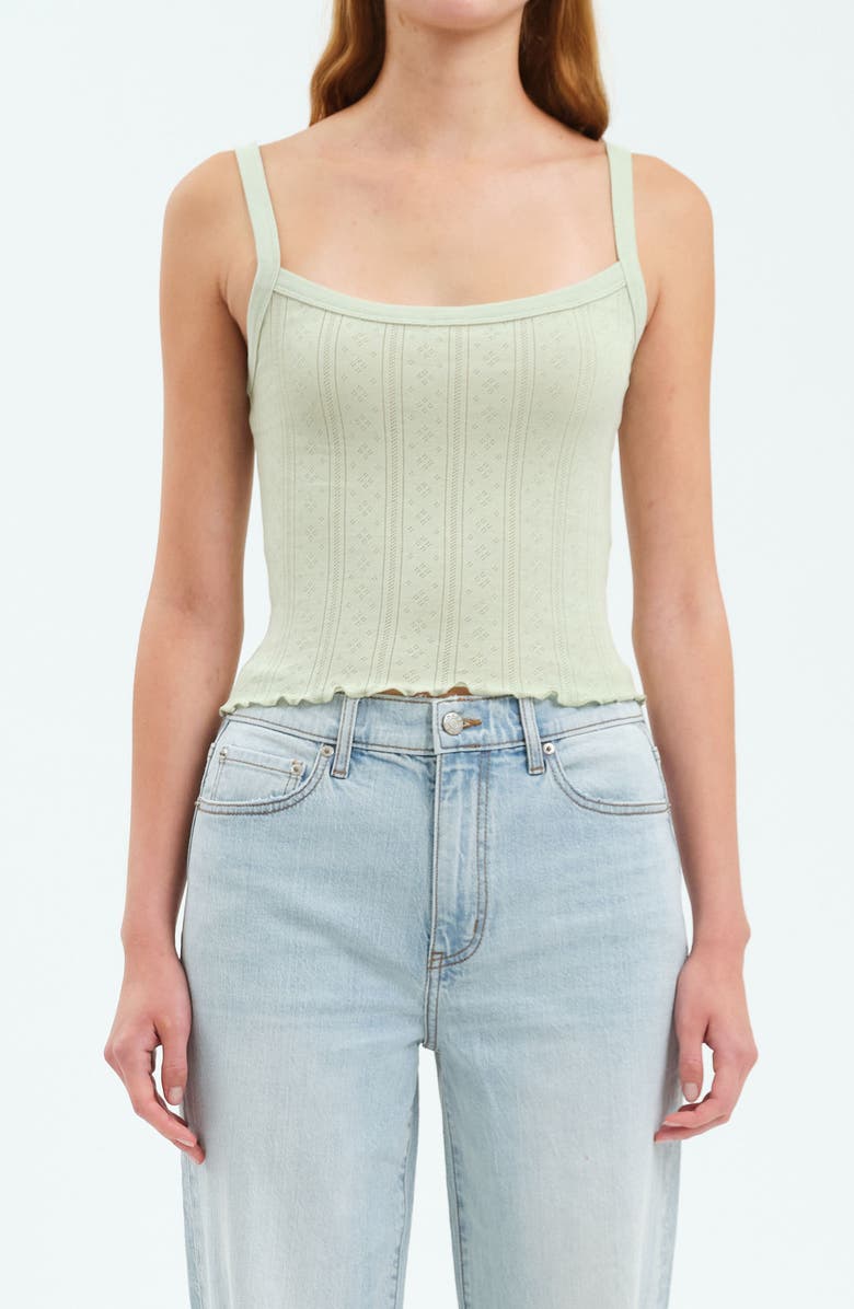 DAZE Blossom Pointelle Cotton Camisole, Main, color, Pistachio