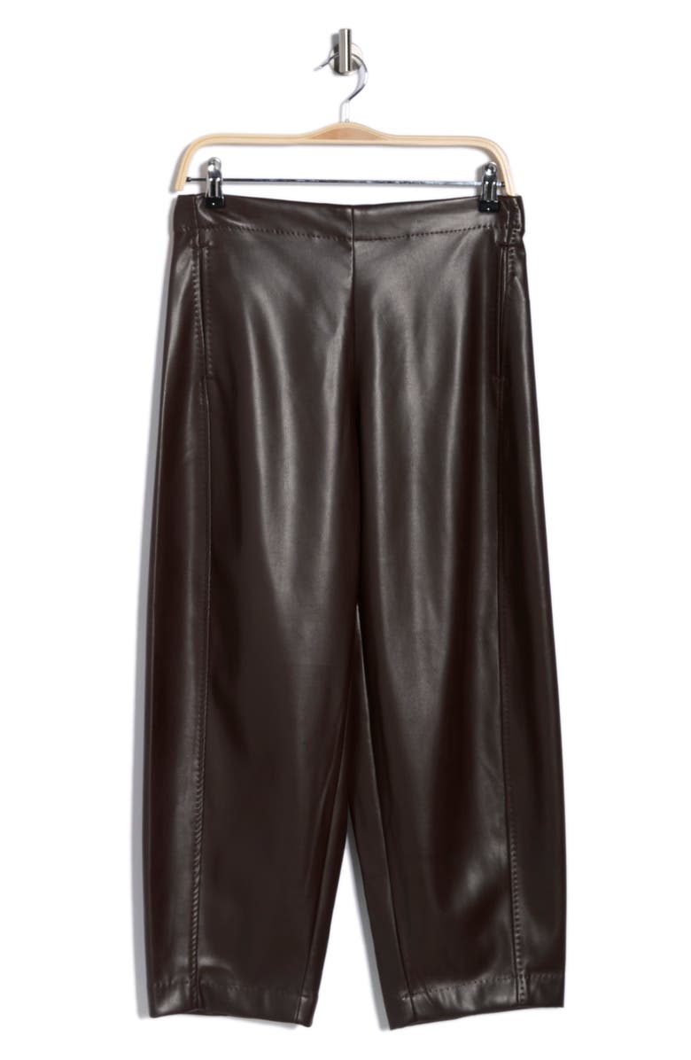 MAX STUDIO Faux Leather Barrel Pants, Alternate, color, Dark Brown