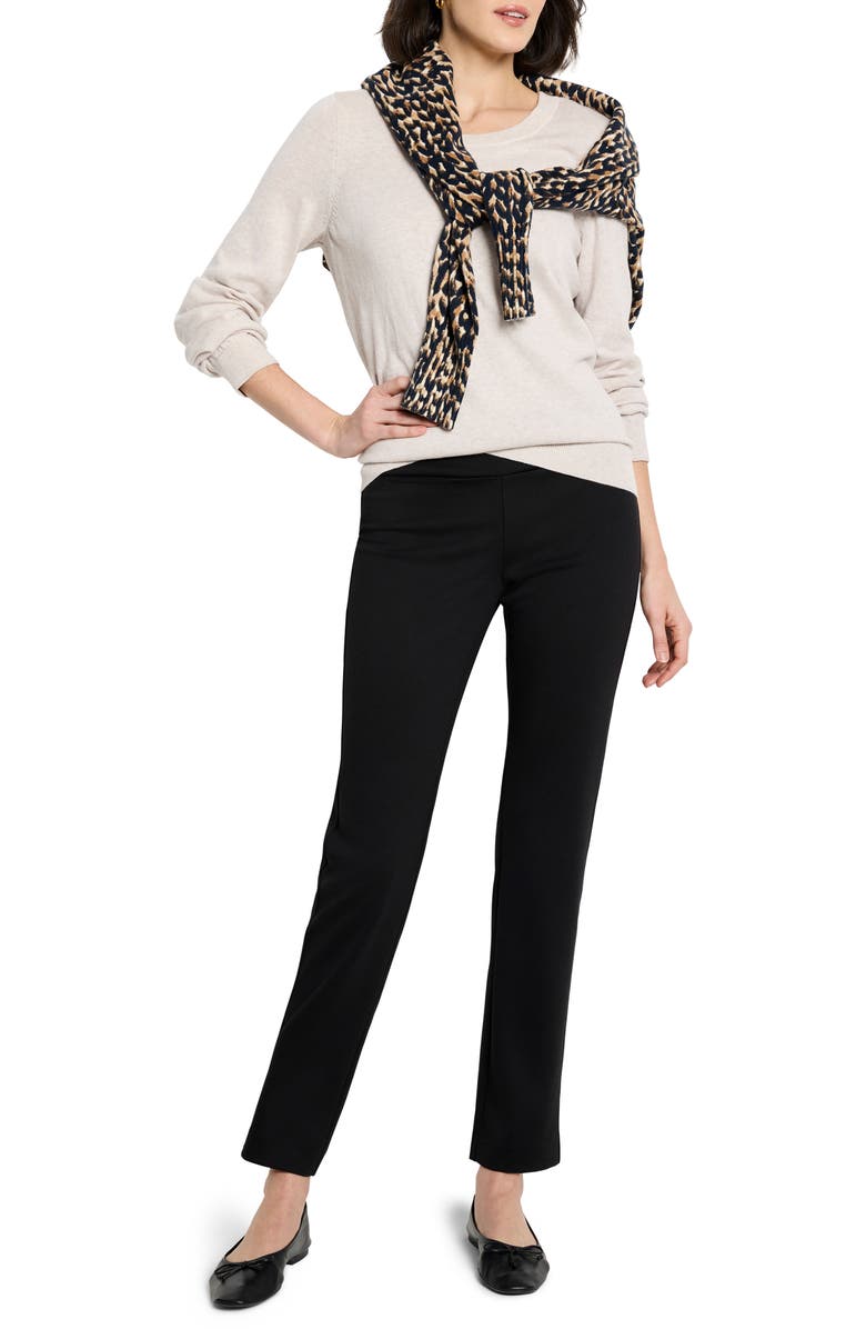 NIC+ZOE Copley Pull-On Straight Leg Ponte Pants, Alternate, color, Black Onyx