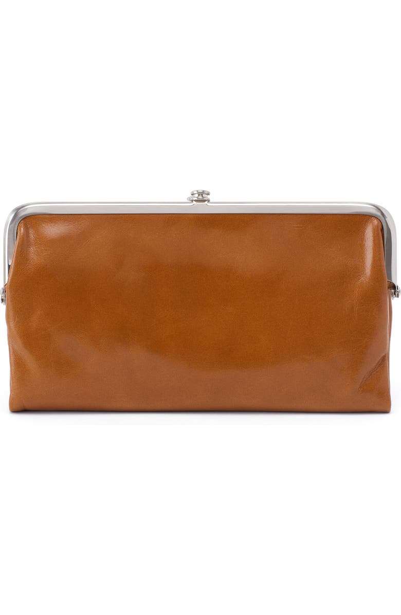 HOBO Lauren Leather Double Frame Clutch, Main, color, Truffle