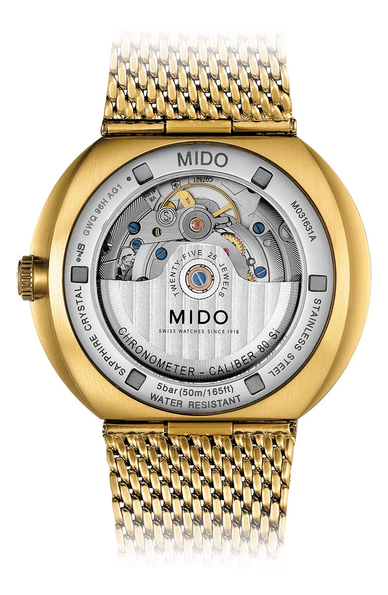 MIDO Commander II Stainless Steel Strap Watch, Alternate, color, Rose Gold/ Yellow/ Silver