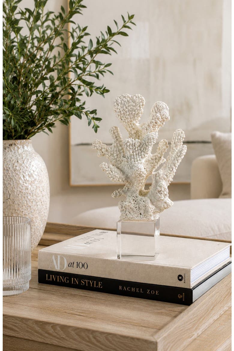 Coral on Base Decor, Alternate, color, WHITE/ CLEAR