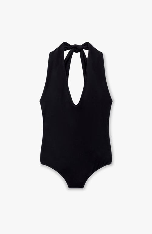 Another Tomorrow Halter Bodysuit In Black