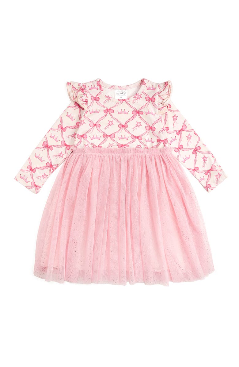 Sweet Wink Princess Trellis Long Sleeve Tutu Dress, Main, color, Pink