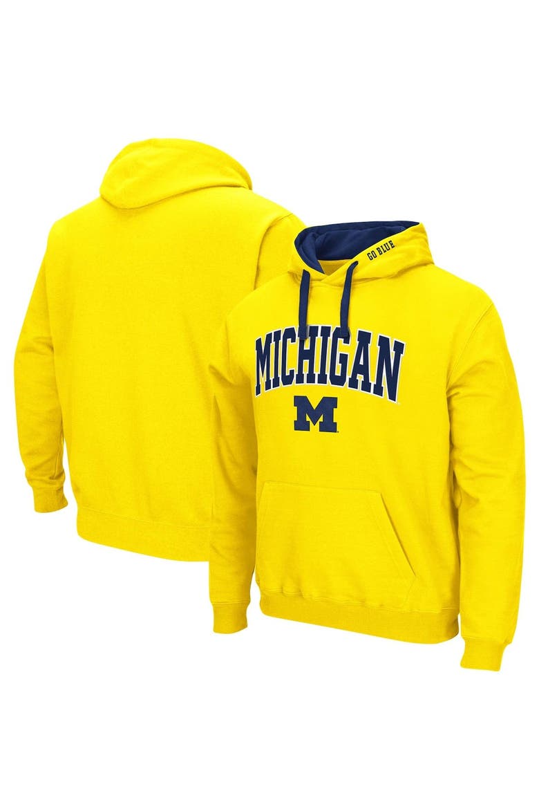 Men's Colosseum Maize Michigan Wolverines Big & Tall Arch & Logo 2.0 Pullover Hoodie, Main, color, Maize