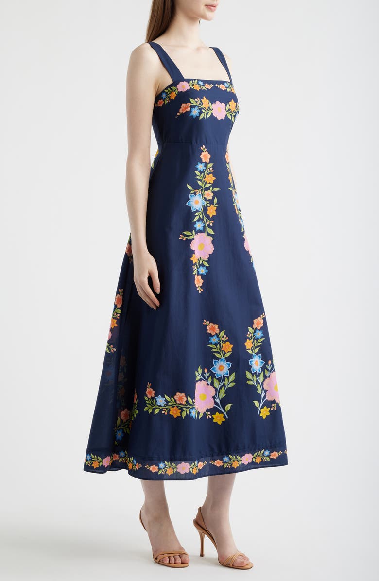 Eliza J Sleeveless Maxi Sundress, Alternate, color, Navy Multi