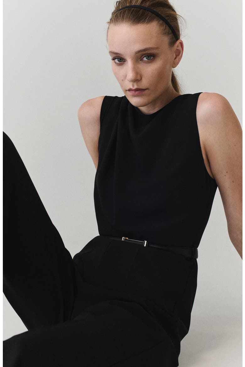 Sleeveless Belted Jumpsuit, Alternate, color, BLACK