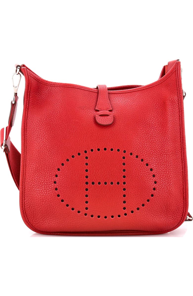 Pre-Owned Hermes Evelyne Bag Gen III Clemence PM, Main, color, Rouge Garance