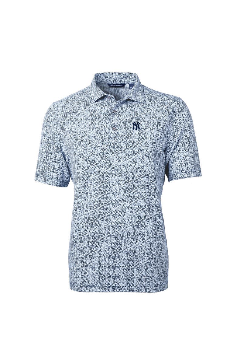 Cutter & Buck Men's Cutter & Buck Navy New York Yankees Virtue Eco Pique Botanical Print Recycled Polo, Alternate, color, Navy