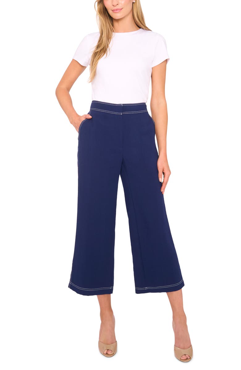 Halogen<sup>®</sup> Contrast Stitch Crop Straight Leg Pants, Alternate, color, Twilight Blue
