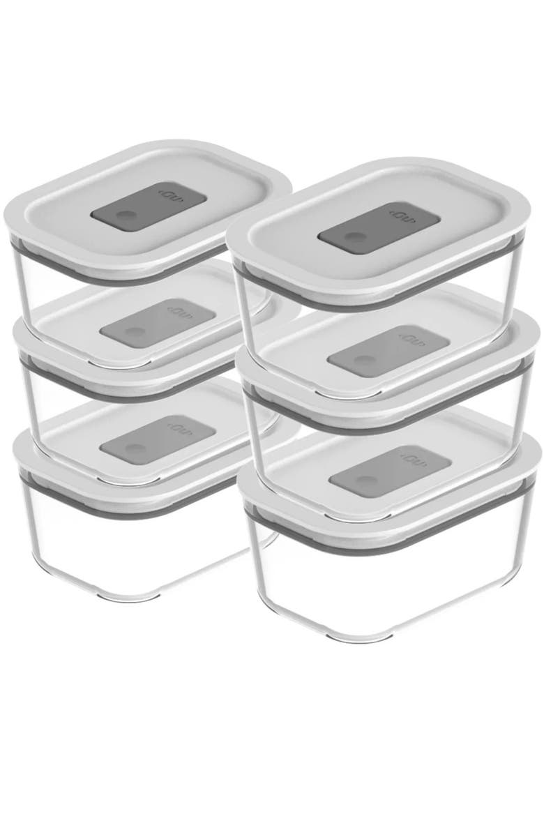 Stackable Airtight Glass Food Storage Container Set with Microwave Valve and Leak Proof Lid, 12 Piece, Main, color, Clear with White Lid