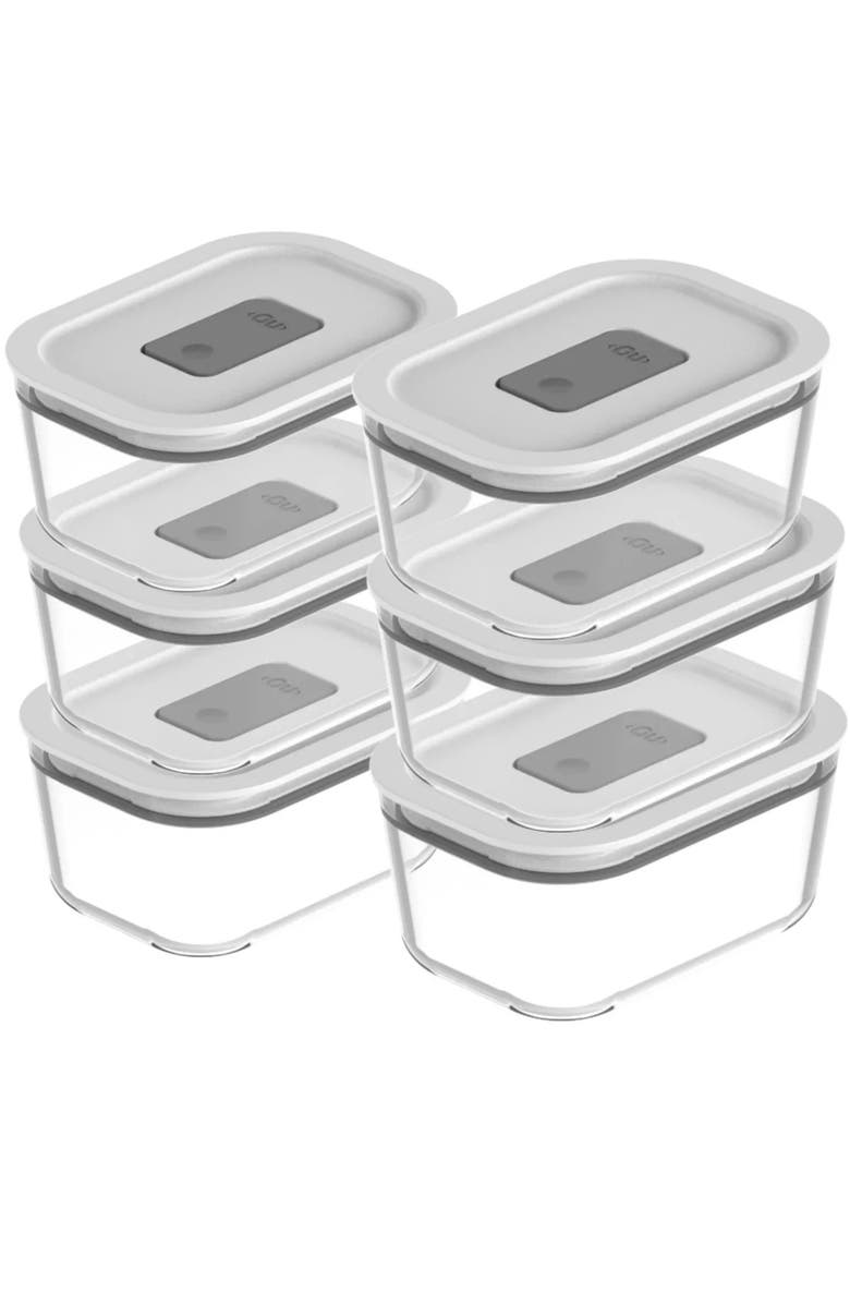 OU Stackable Airtight Glass Food Storage Container Set with Microwave Valve and Leak Proof Lid, 12 Piece, Main, color, 