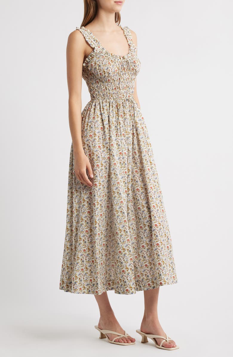 Emmaretta Floral Pleated Cotton Voile Maxi Dress