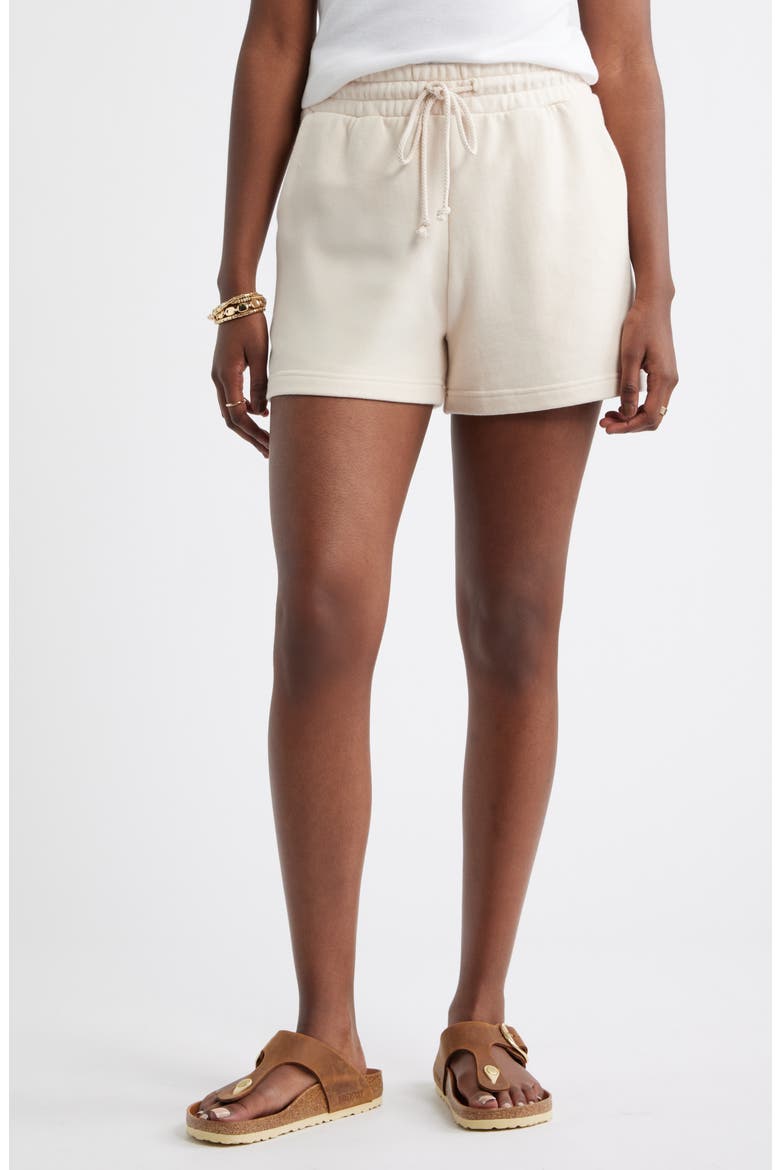 French Terry Drawstring Shorts, Main, color, BEIGE SHELL