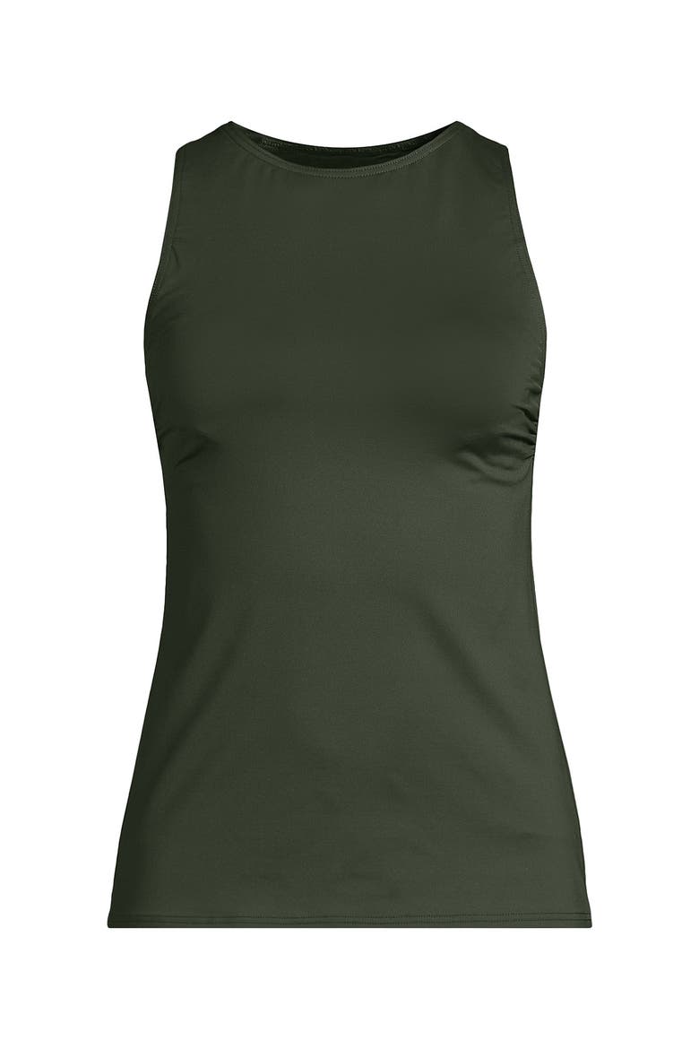 D-Cup Chlorine Resistant High Neck UPF 50 Sun Protection Modest Tankini Swimsuit Top, Alternate, color, Rich Olive Green