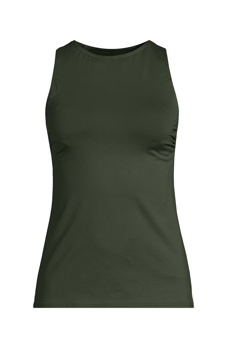 Lands' End High Neck UPF 50 Modest Tankini Top Swimsuit, Alternate, color, Rich Olive Green